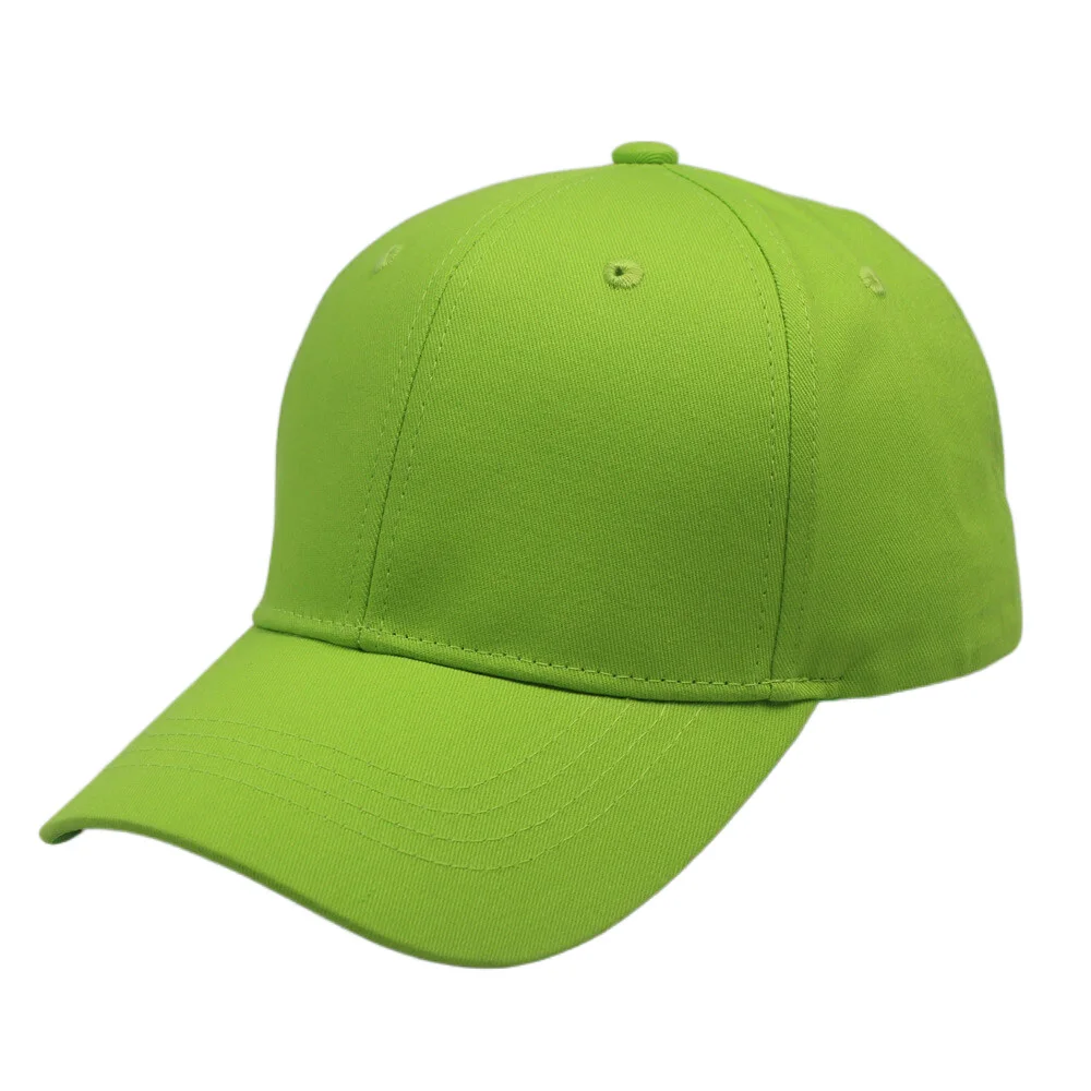 Showy Blank Plain Baseball Cap Lime Green Fashion Female Men 6 Panel Cap Orange Sport Hat Adjustable