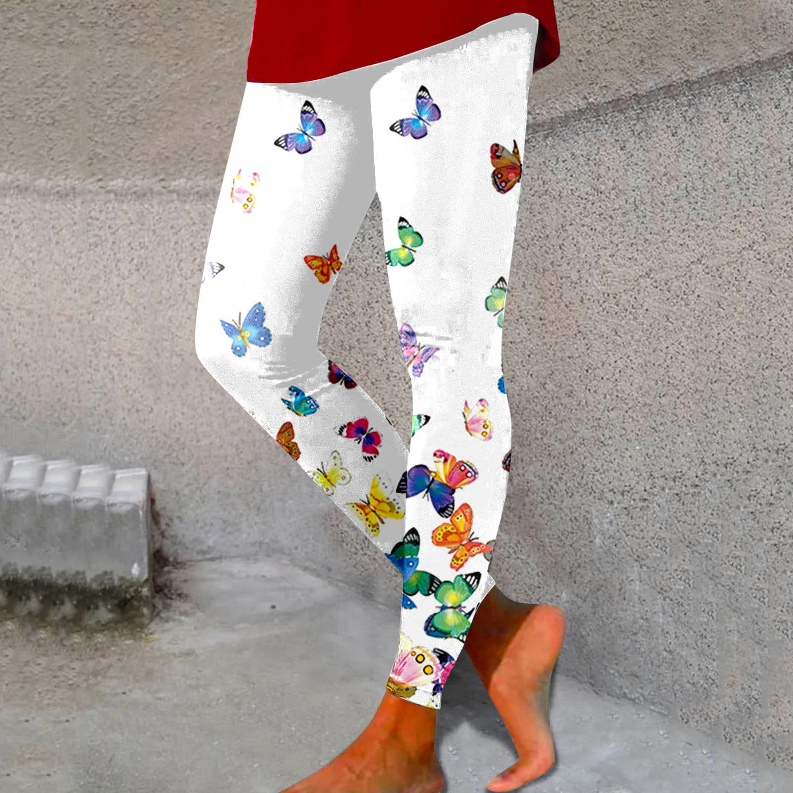 Mallas deportivas de realce de cadera para mujer, Leggings coloridos con estampado de mariposa, pantalones ajustados de cintura alta para Yoga, tendencia de verano