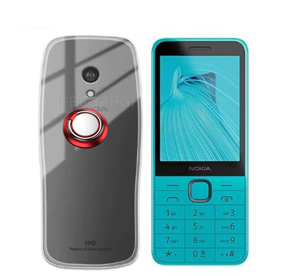 For Nokia 235 220 215 4G 2024 3210 4G 2024 TA-1543 Back Ring Holder Bracket Phone Case Soft Silicone TPU Original Shockproof