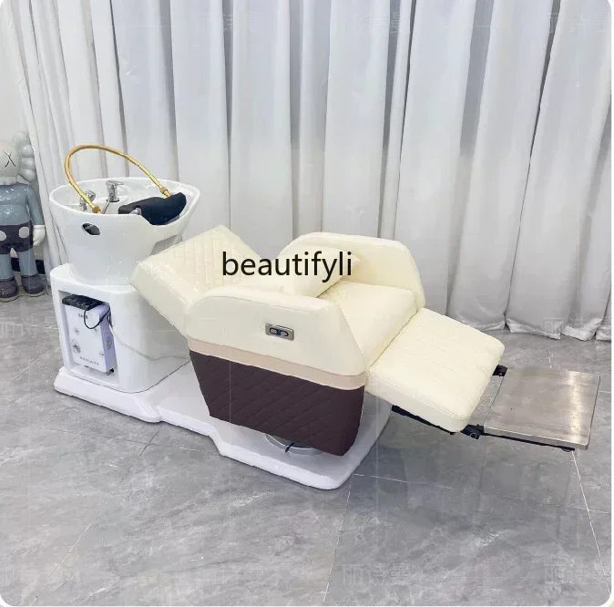 

lx29Hair Salon Head Therapy Bed Multifunctional Spinning Lift Electric Shampoo Chair Lying Half Shampoo Chair