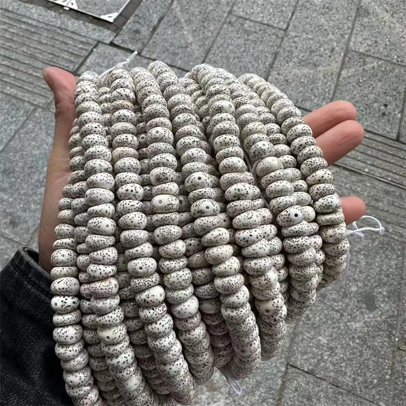 Of Natural, Unprocessed Chicken-Yellow- Bodhi Seed , Moon- , And Large, Garlic-Shaped Beads