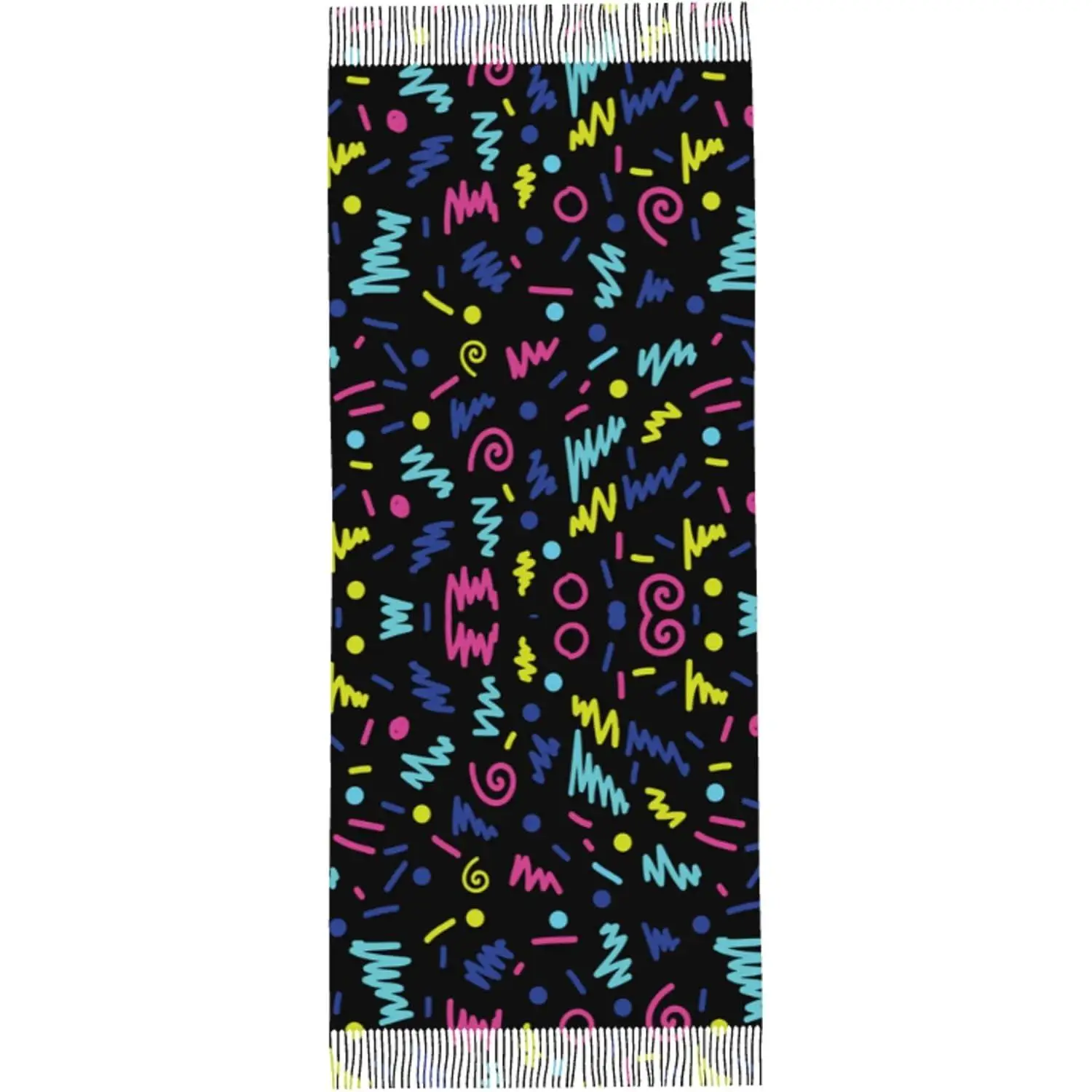 80s 90s مشرق النيون سيدة نمط طويل دافئ شرابة وشاح أطول أنيق مطبوعة شالات طباعة شرابة وشاح لينة الدافئة وشاح كبير #1