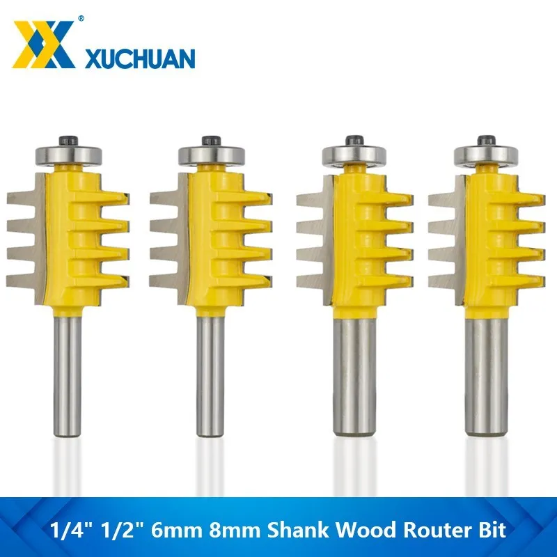 

Milling Cutter Rail Reversible Finger Joint Glue Router Bit 8mm 6mm 1/2" 1/4" Shank Tenon Cutter Woodworking Tools