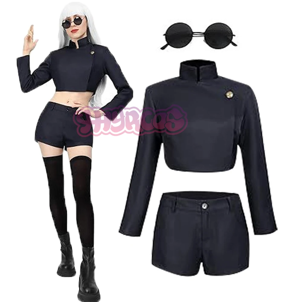 3PCS Itadori Yuji Female Version Costume Set Itadori Yuji Hooded Jacket Uniform High Waist Skirt for Women Halloween Costume