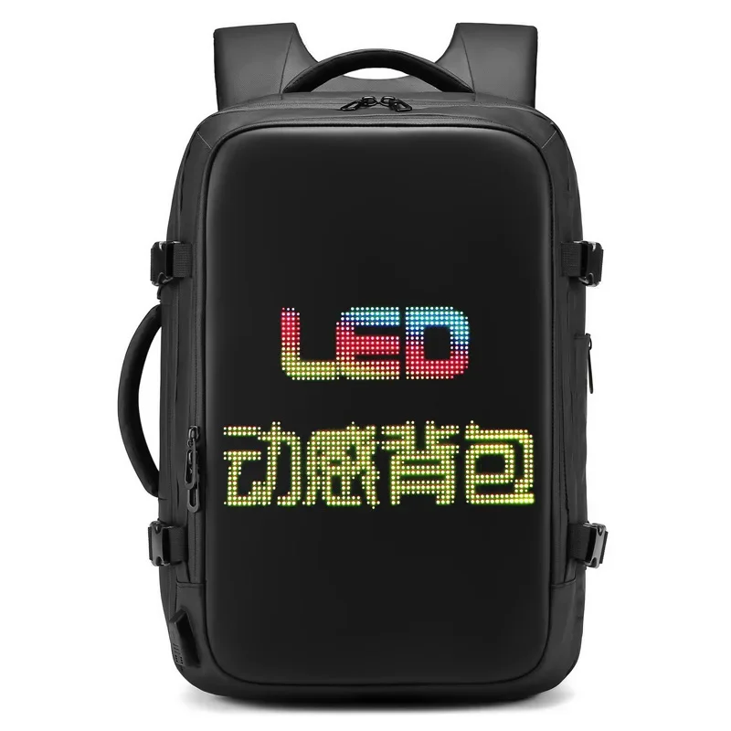 LED Luminous Men\'s Backpack Business Bag 16-inch Laptop Large-capacity Backpack Waterproof USB Charging Port DIY Smart Backpack