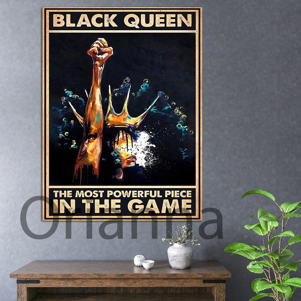 Black Girl Portrait Art Black Pride Poster Afro Queen Portrait Poster Black Queen Most Powerful Piece In The Game Vintage Poster