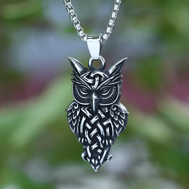 Dropshipping Animal New 316L Stainless Steel Men\'s Owl Pendant Necklace Vintage Good Polished Accessories Party Gift