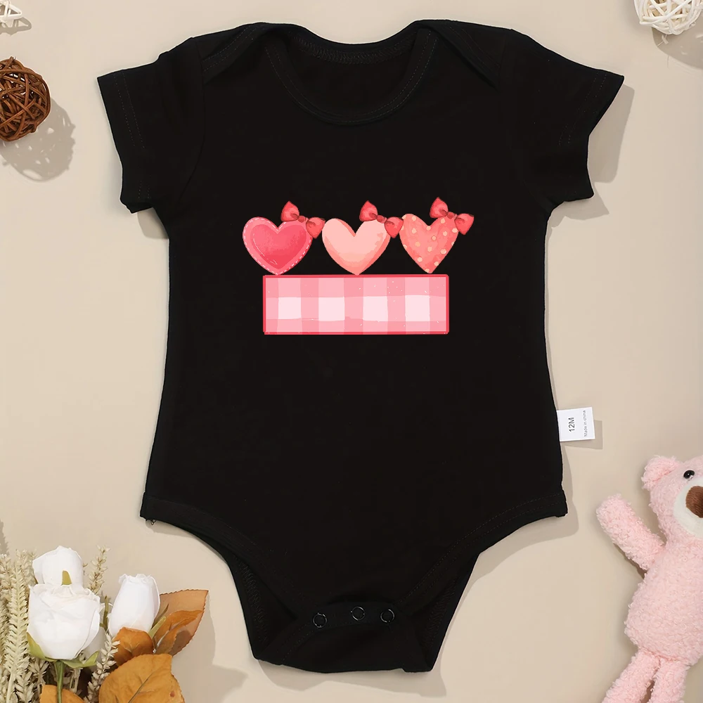 Newborn Baby Bodysuit Gender Neutral Baby Stuff Infant Clothes Twins Outfit Romper Black Love Aesthetic Short Sleeve Jumpsuit