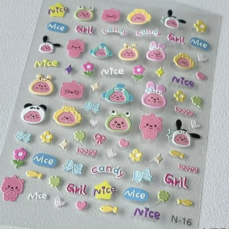Loopy 3D embossed sticker, transparent DIY sticker, cute beaver, fashionable mini waterproof nail art decoration accessory gift view 3