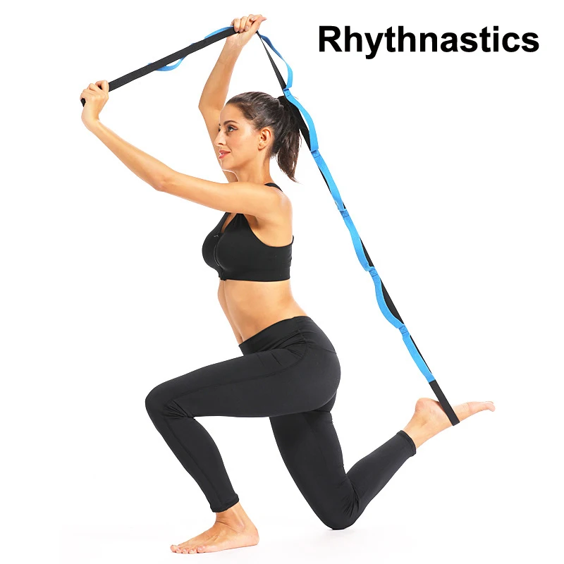 Rhythnastics Stretching Strap Yoga Strap for Physical Therapy, 10 Loops Yoga Straps for Stretching, Non-Elastic Stretch Strap