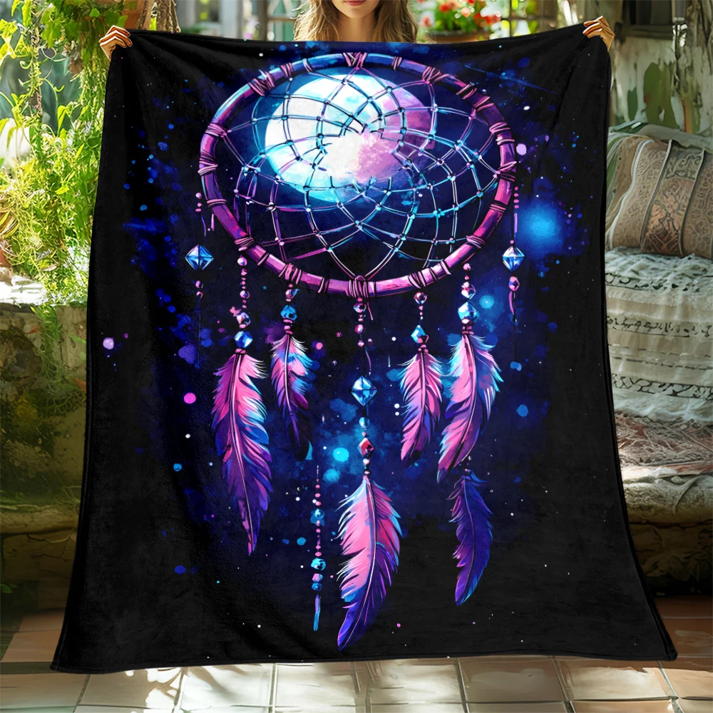 Dream Catcher Print Fleece Blanket – Lightweight Flannel Throw for Sofa, Bed, Travel – All-Season for Camping,  Living Room