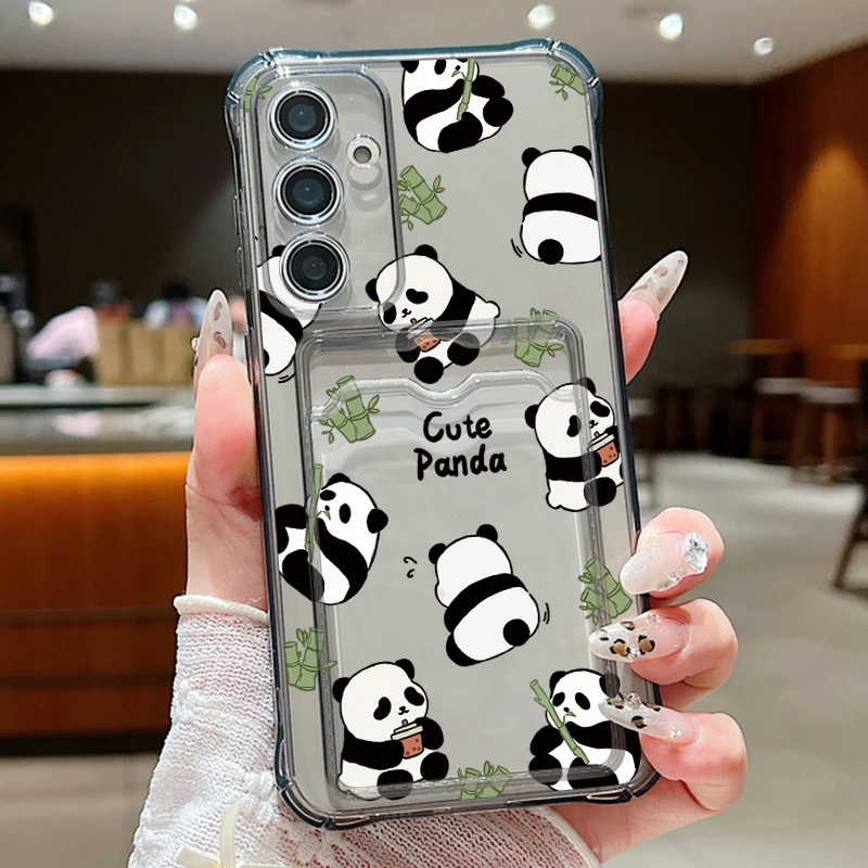 Niedliche Panda-Kartenhülle für Samsung Galaxy S26 S23 Ultra S25 Edge S24 FE A57 A37 A17 A56 A36 A54 A15 A55 A16 Handyhülle – Detail 15