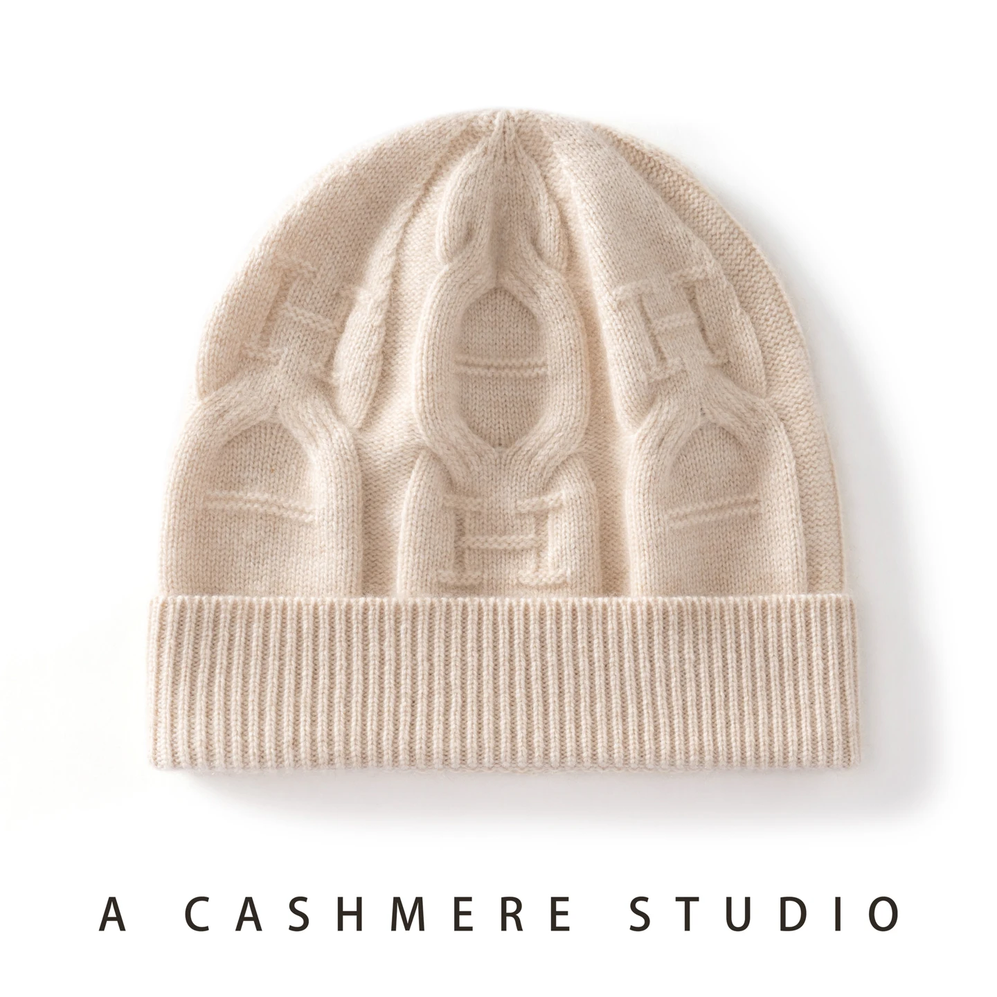 Cashmere Material Unisex Winter Hat Outdoor Soft Cashmere Warm Cap Autumn Men Women Solid Color Ribbed Cuffed Knitted Beanie Hat