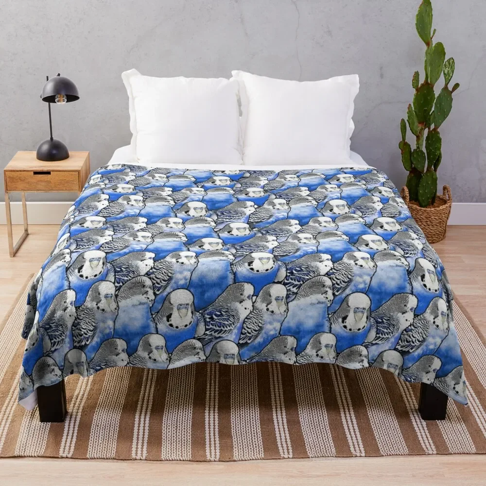 

Budgie Blue Pattern Throw Blanket Flannel Fabric Bed Fashionable Hair Thins Blankets