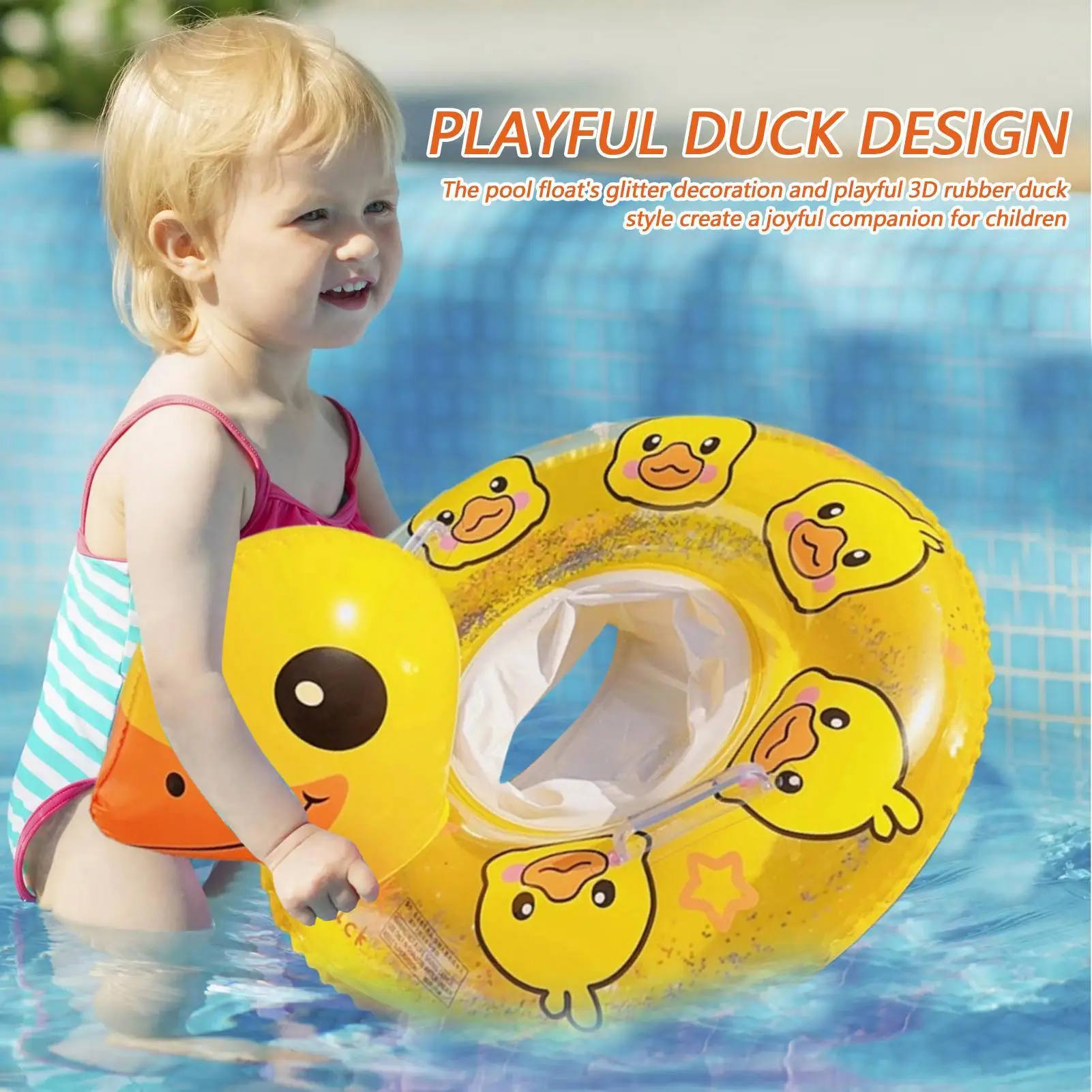 Swim Ring Heavy Duty Inflatable Floating Portable Duck-Shaped Lake Float Pool Raft For Beach River Outdoor Backyard Travel