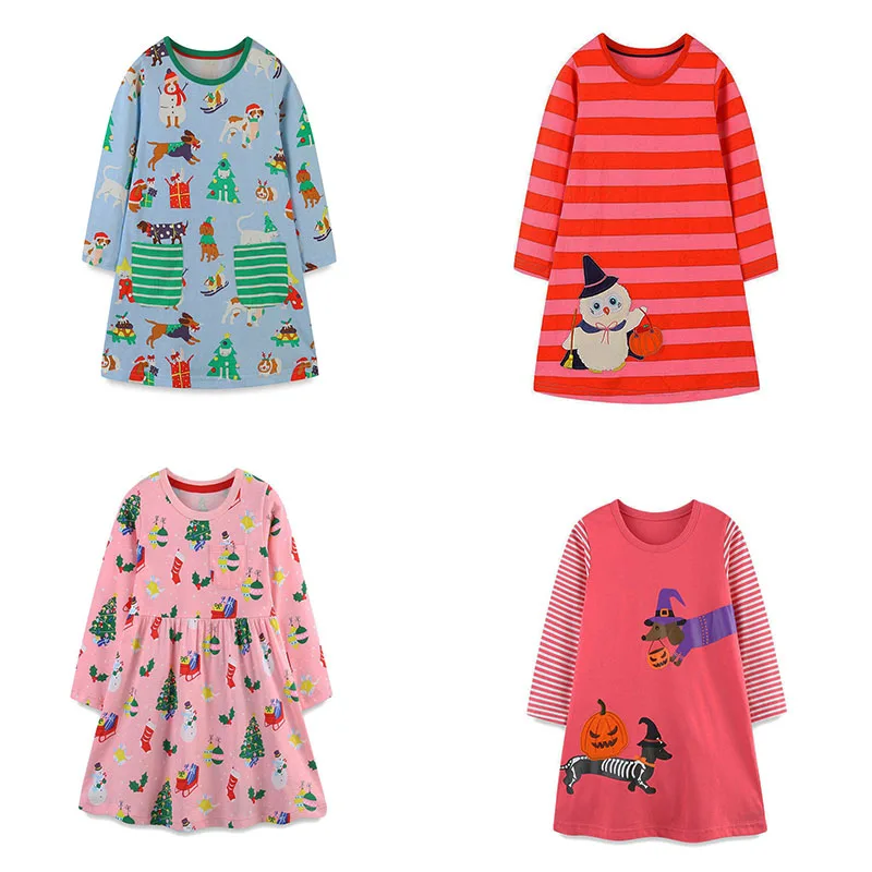 

Hot Selling 2-7T Cotton Halloween Princess Girls Dresses Festivals Long Sleeve Autumn Spring Baby Clothing Birds Toddler Costume