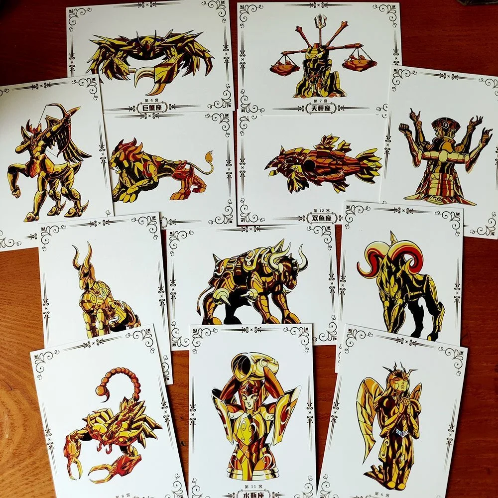 

Saint Seiya Character Collection Cards Gold Saint Gold Cloth A set of 12 Postcards Aries Taurus Gemini Cancer Virgo Libra Pisces