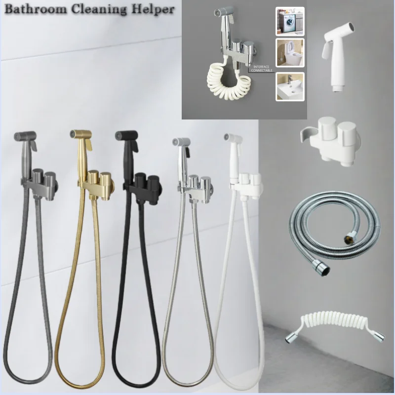 Black Toilet Bidet Faucet Handheld Sprayer Stainless Steel Bathroom Hand Bidet Sprayer Set Hose Toilet Self Cleaning Shower Head