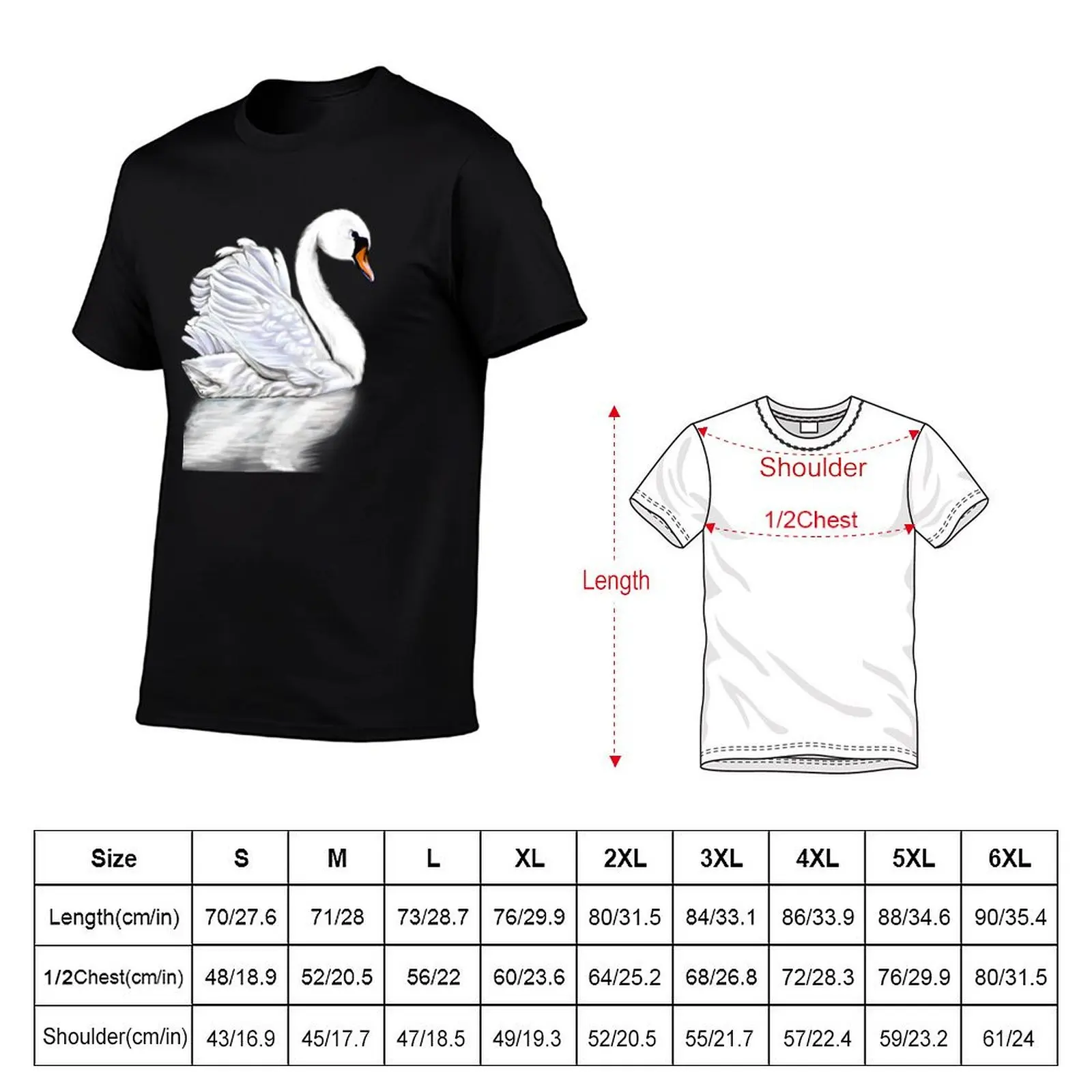 Swan with reflection T-Shirt Luxury man baggy shirts compression shirt men