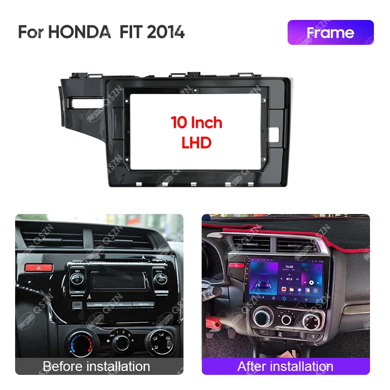 For HONDA 2014 FIT Car DVD Radio Android Fascia Multimedia MP5 Video Audio Stereo 10inch Panel Frame Cables Harnes