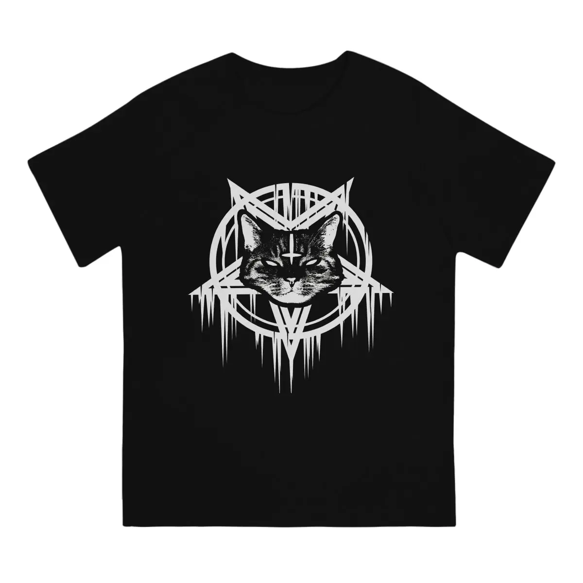 Satanic Black Metal Cat CATAN 666 Unique TShirt Baphomet Satan Lucifer Leisure T Shirt Hot Sale Stuff For Men Women