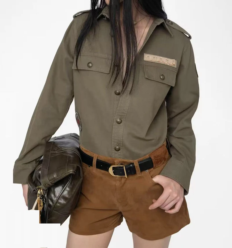 New product launch: shoulder epaulette design, double pocket buttons, long sleeves, handsome and versatile shirt jacket