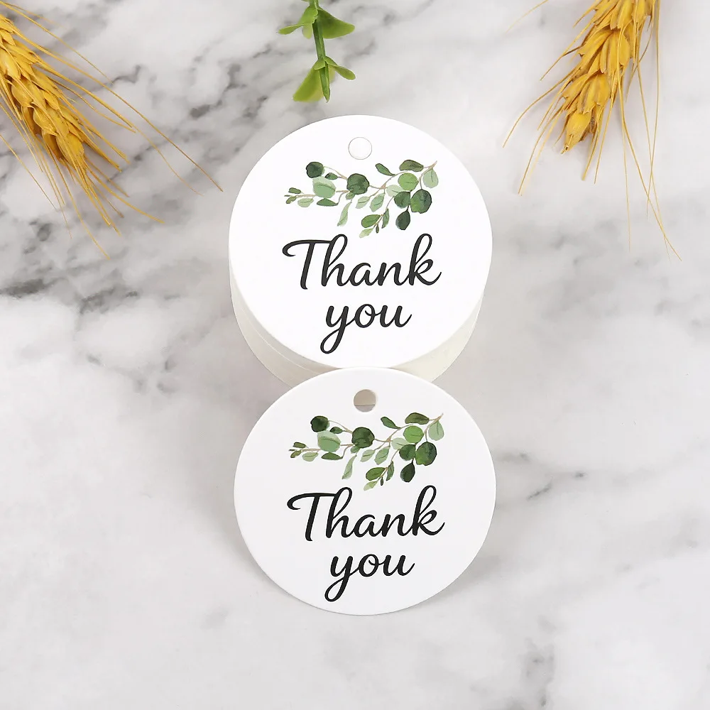 100pcs Forest Leaf Gift Tag Card Packaging Hanging Tag Thank You Gift  Wrap Tags Wedding Candy Box Hanging Paper Card Label