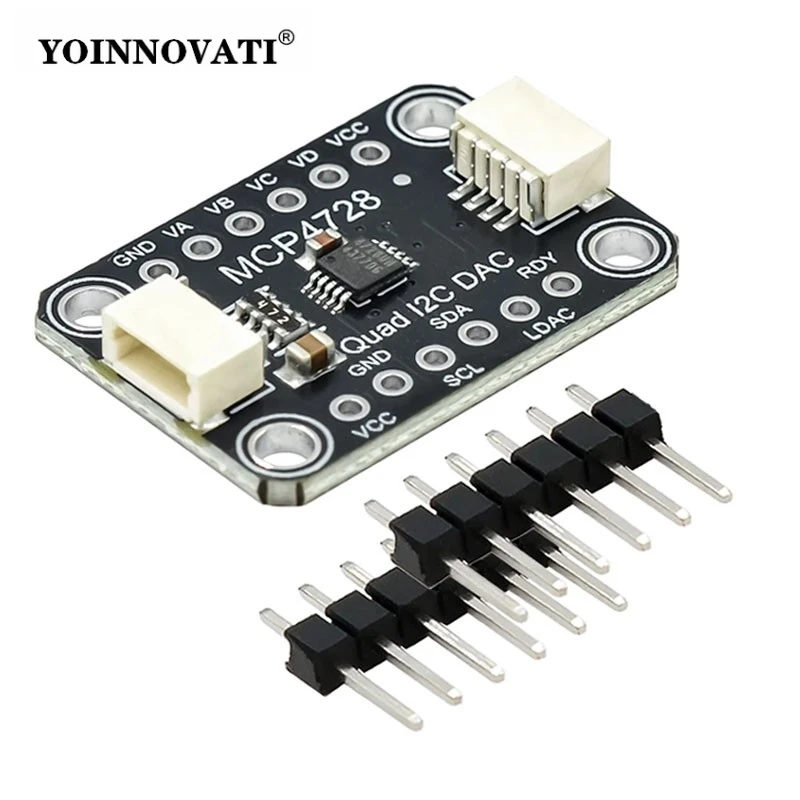 1Pcs MCP4728 Quad-DAC Output with EEPROM Module Compatible with STEMMA QT Qwiic DC2.7V-5.5V Small Volume