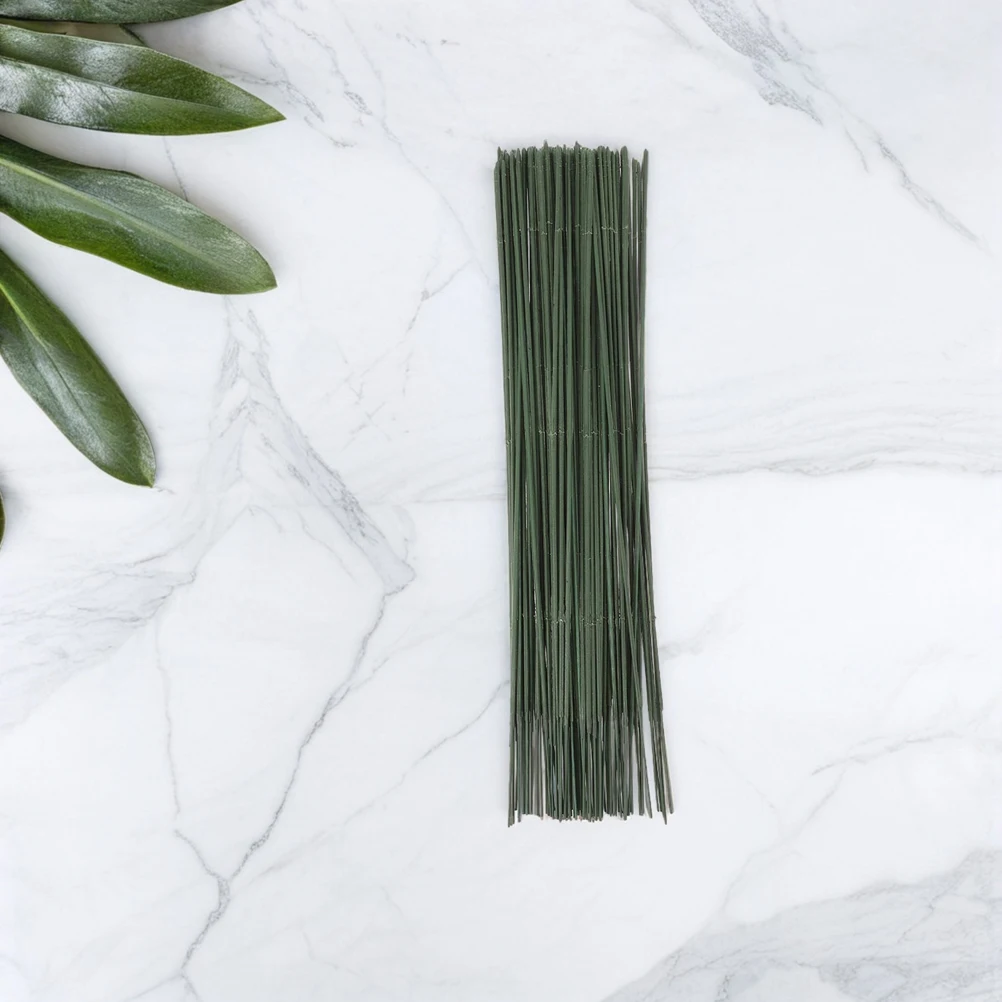 

100 Pcs Green Flower Rods Durable Iron Wire Realistic Coating Versatile Flowers Bouquet Making Floral Arrangement