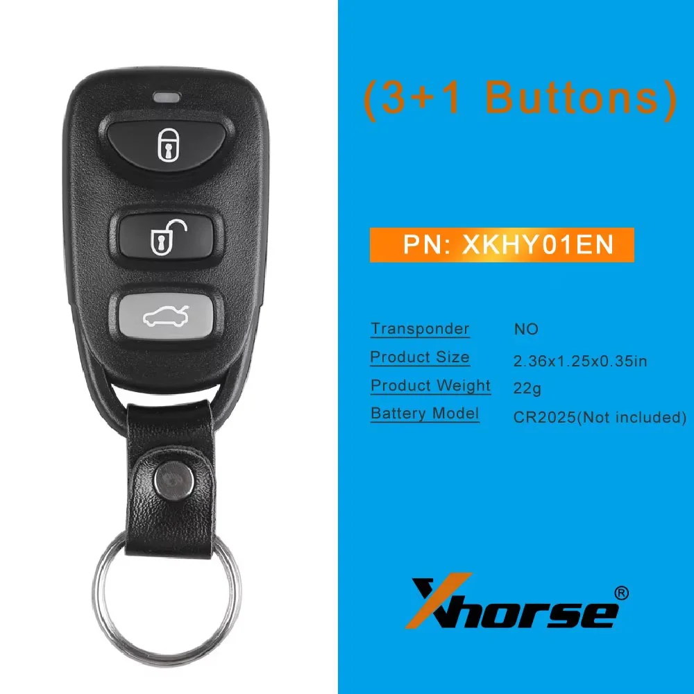 5pc/lot Xhorse XKHY01EN Wire Universal Remote Key for Hyundai 3+1 Buttons English Version Working With Xhorse VVDI Key tool