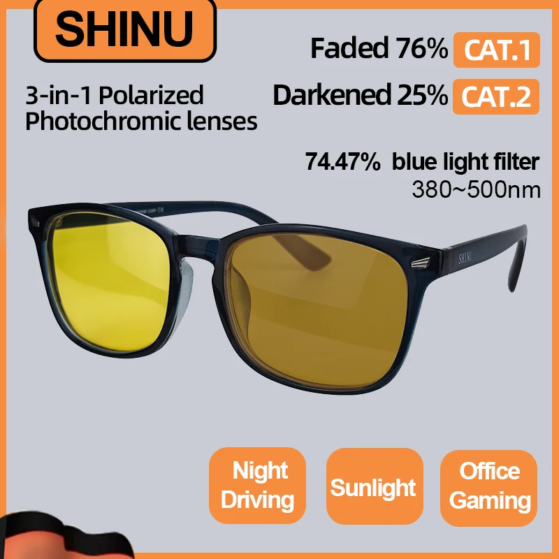 

SHINU photochromic polarized sunglasses women men anti blue light glasses men women driving fishing eyeglasses night vision 068