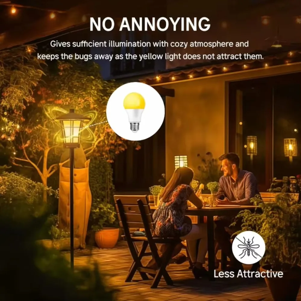A19 E27 Amber LED Sleep Light Bulb 9W/12W AC85-265V 1800K Warm Glow Healthy Sleep for Bedside Corridor Wall Home Lighting