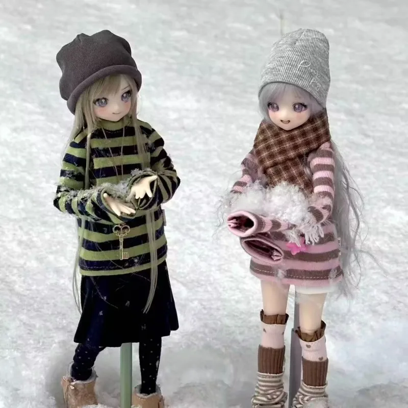 Elegant Casual Striped Flared Pants Outfit Set For 1/6 BJD Doll Clothes For Blythe OB22 OB24 DIY Accessories
