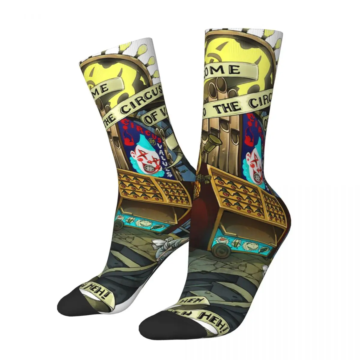 Happy Funny Circus Of Values Game Men's Socks Vintage Harajuku B-BioShock Hip Hop Novelty Seamless Crew Crazy Sock Gift Printed