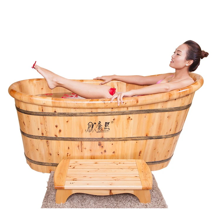 Wooden barrel 1 Person Hot Sauna Massager Tub Japanese Portable Cedar Wooden bathtub