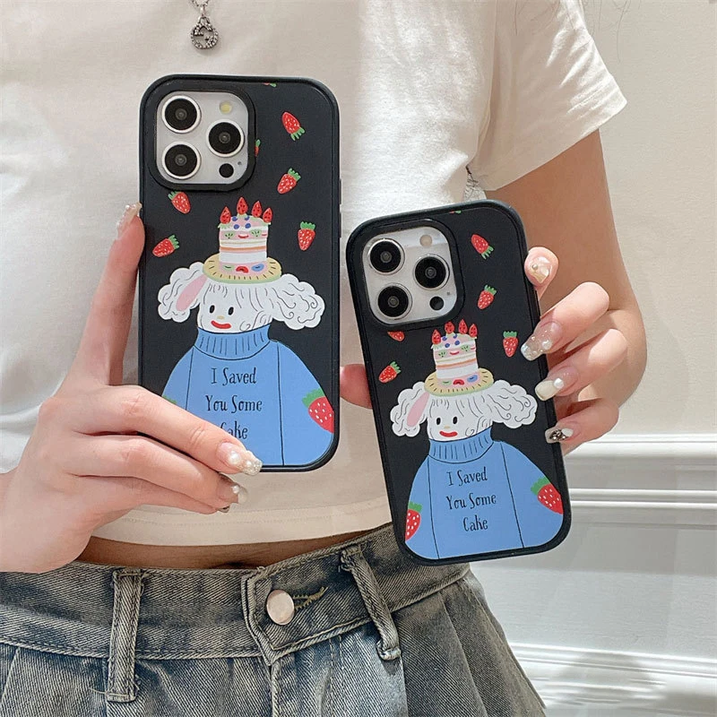 

Creative Art Cartoon Black Frosted Phone Case Cover for IPhone 13 14 15 Pro Max Case for 15 Pro Max