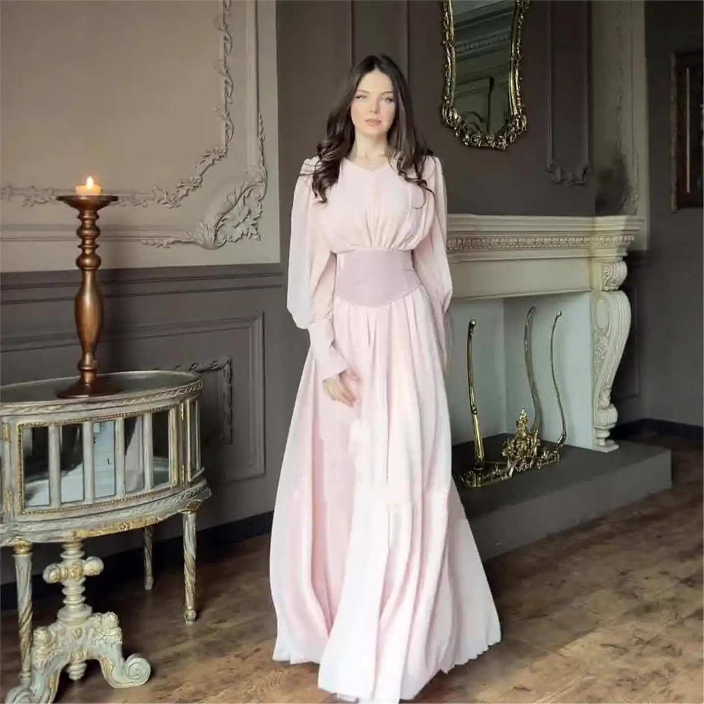 

Весна 2025: Новое поступление! Элегантное женское макси-платье с длинными рукавами-фонариками, приталенное, из триацетатного волокна.