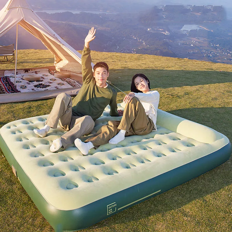 Cama de aireado portátil plegable, mueble Individual inflable automático, tamaño King, para acampar