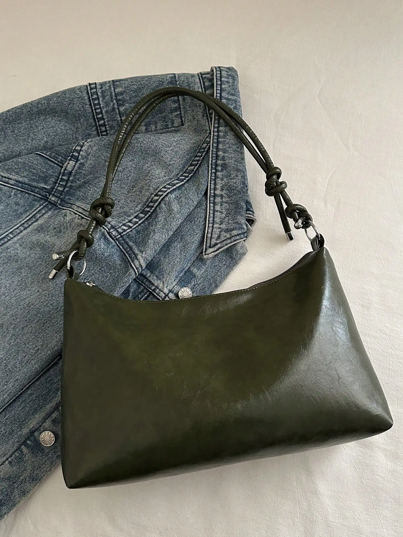 Minimalist Crescent Shoulder Bag Adjustable Strap Large Capacity Versatile Crossbody for Office & Campus