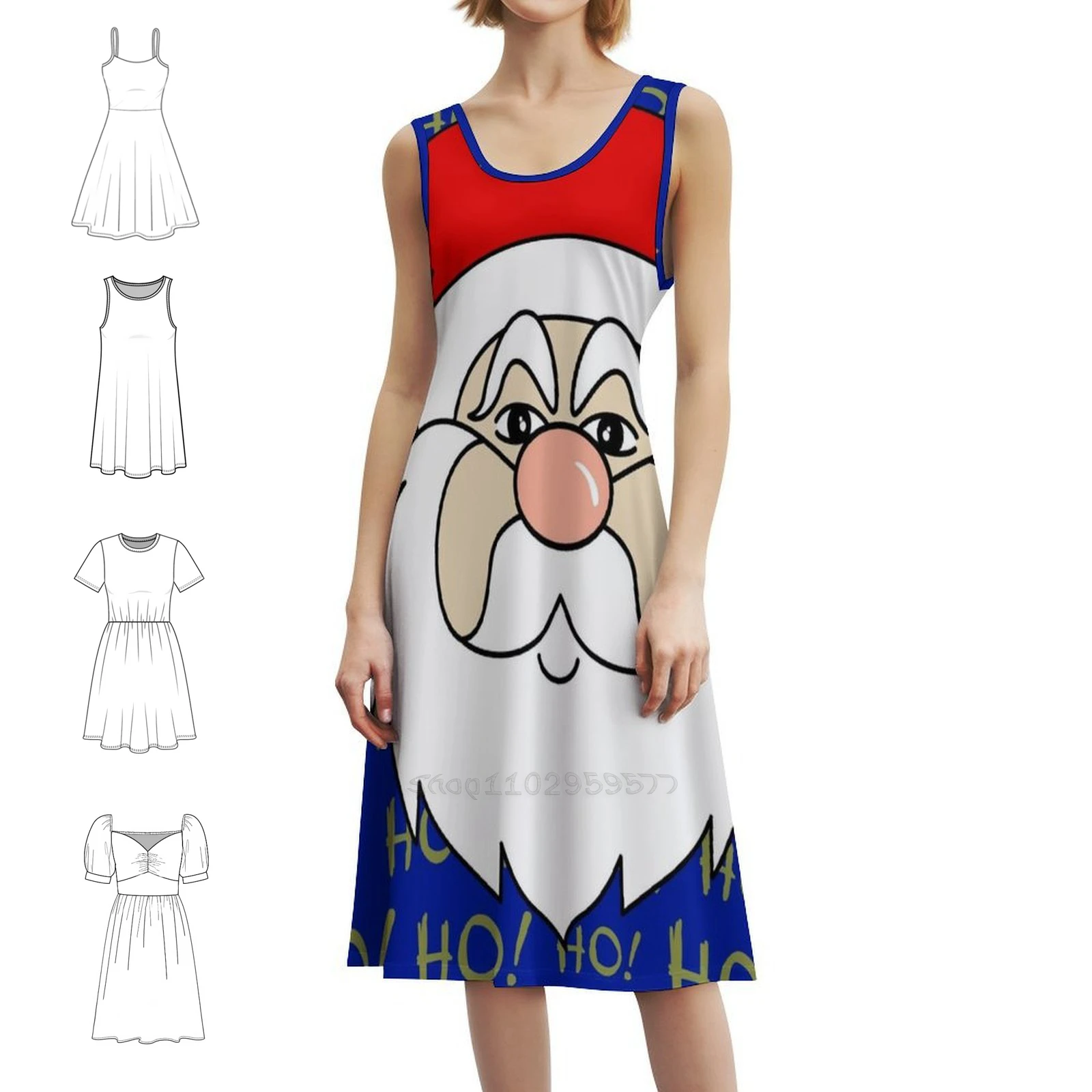 

Ho Ho Ho Santa Claus Floral Smock Dress For Women Spring Summer Casual Dress For Party Christmas Funny Funny Christmas Ho Ho