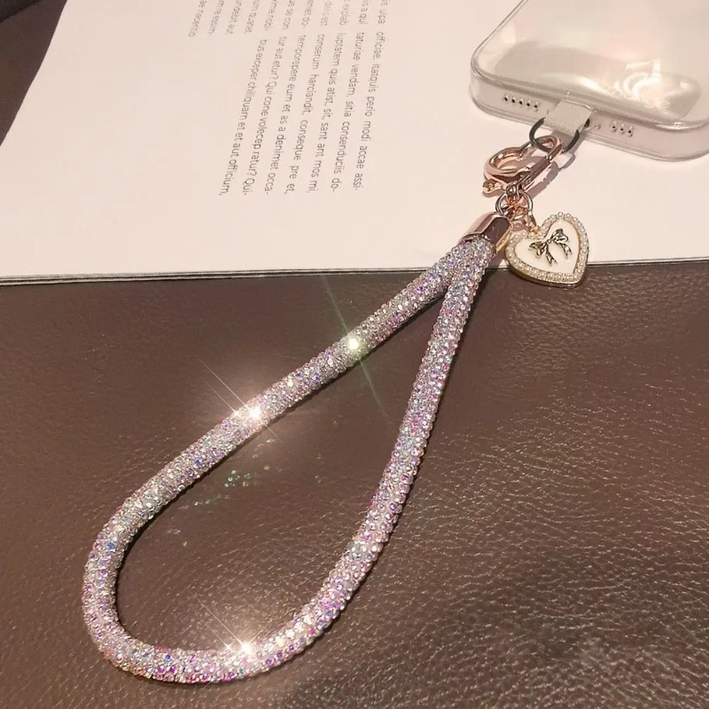 

Hanging Cord Glitter Rhinestone Phone Lanyard Short Wrist Style Luxury Diamond Phone Rope Bling Bling Handheld