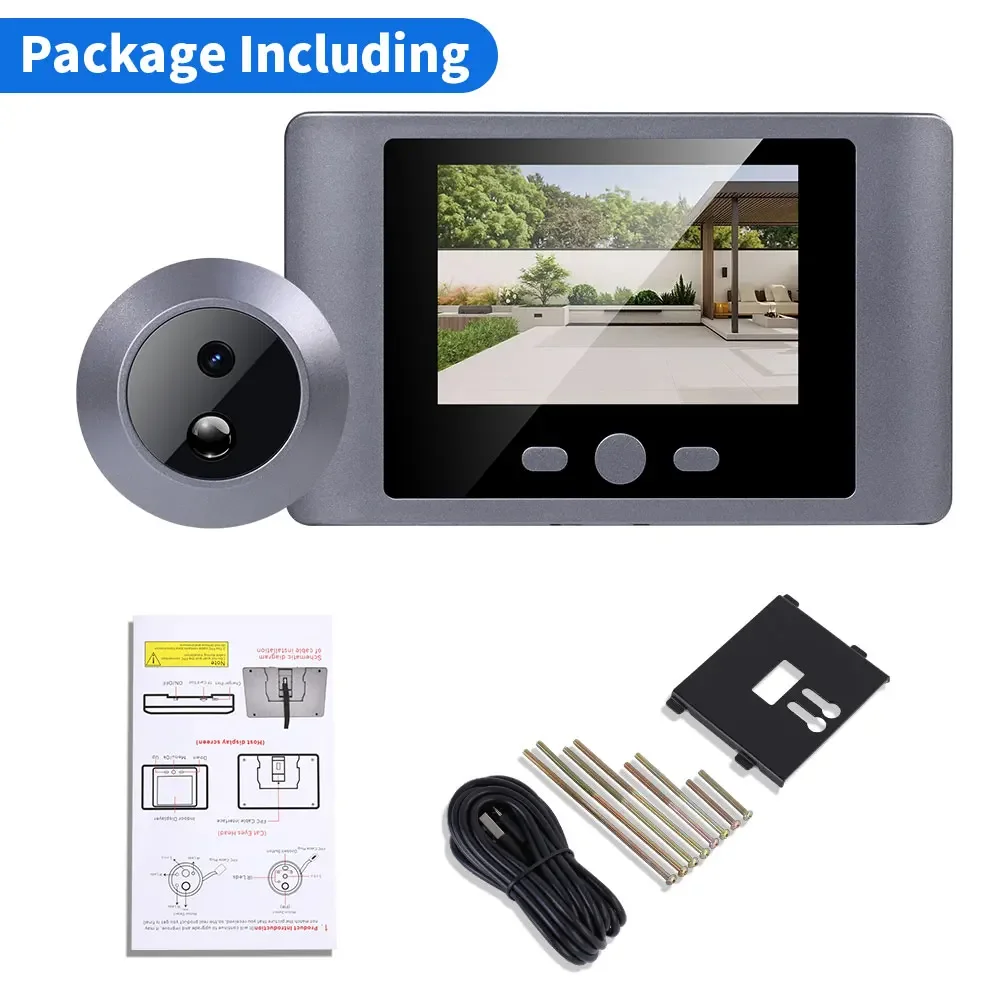 Câmera inteligente para porta olho mágico Yuezhe Choice com detector de movimento PIR 90 °   Mini olho de porta com tela LCD grande angular de 2,8 polegadas para casa