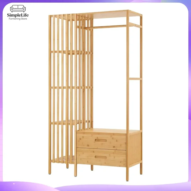 Coat Rack with 2 Drawers and 4 Storage Compartments Entryway Hall Tree Stand with Hooks Shoe Cabinet Organizer for Living