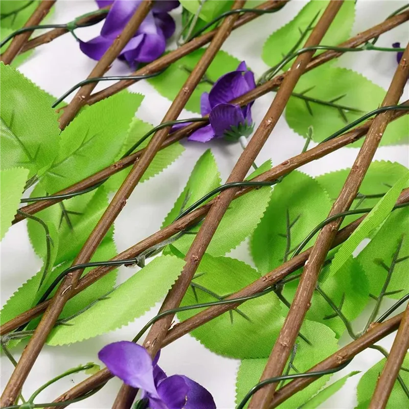 

AB33-2Pcs 40Cm Simulation Fence Garden Decorative Plants Artificial Flower Retractable Garden Privacy Fence Decorative Fence