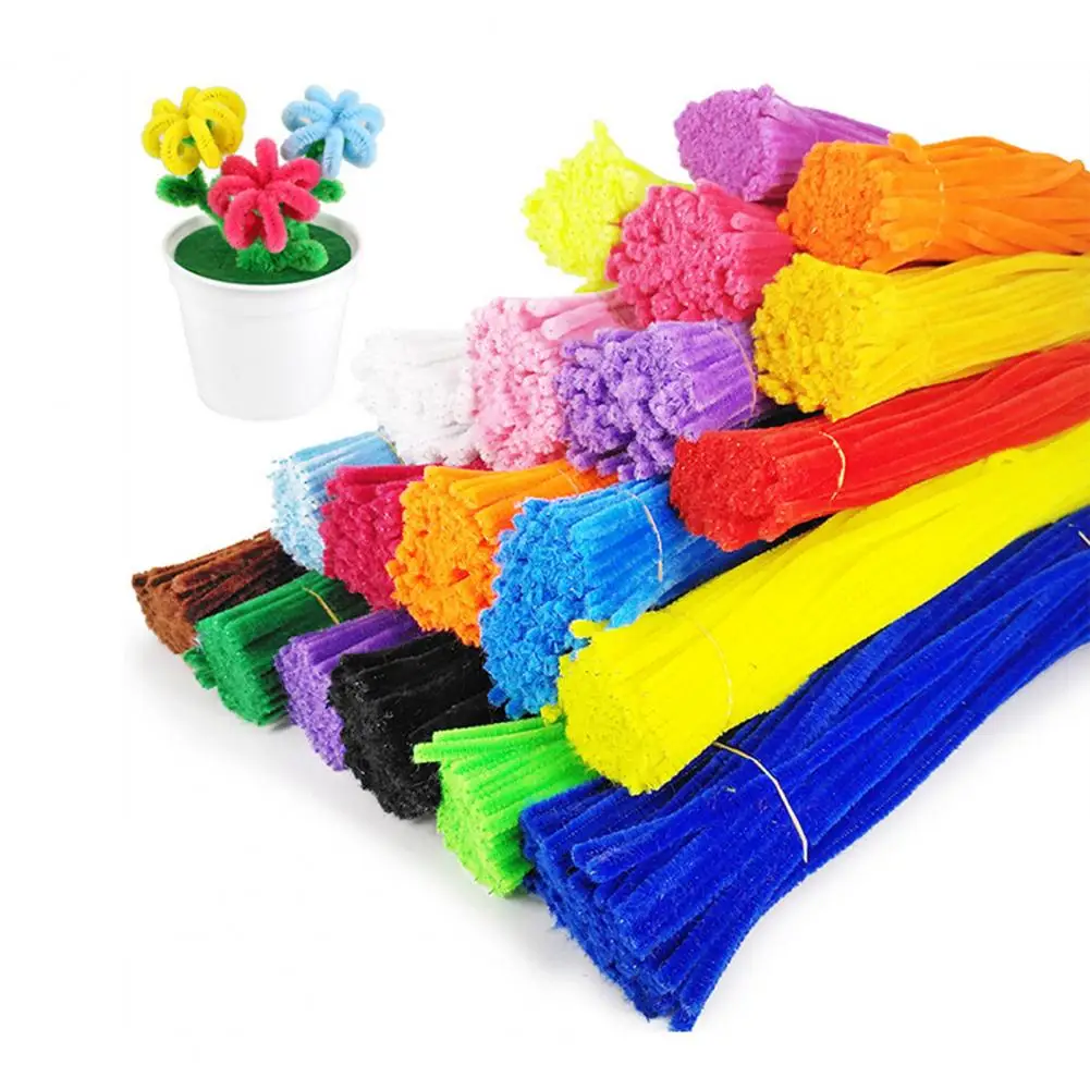 100Pcs Kids Pipe Cleaners Set Fuzzy DIY Art Craft Flexible Craft DIY Pipe Cleaners Children Chenille Stems Educational Toys Gift