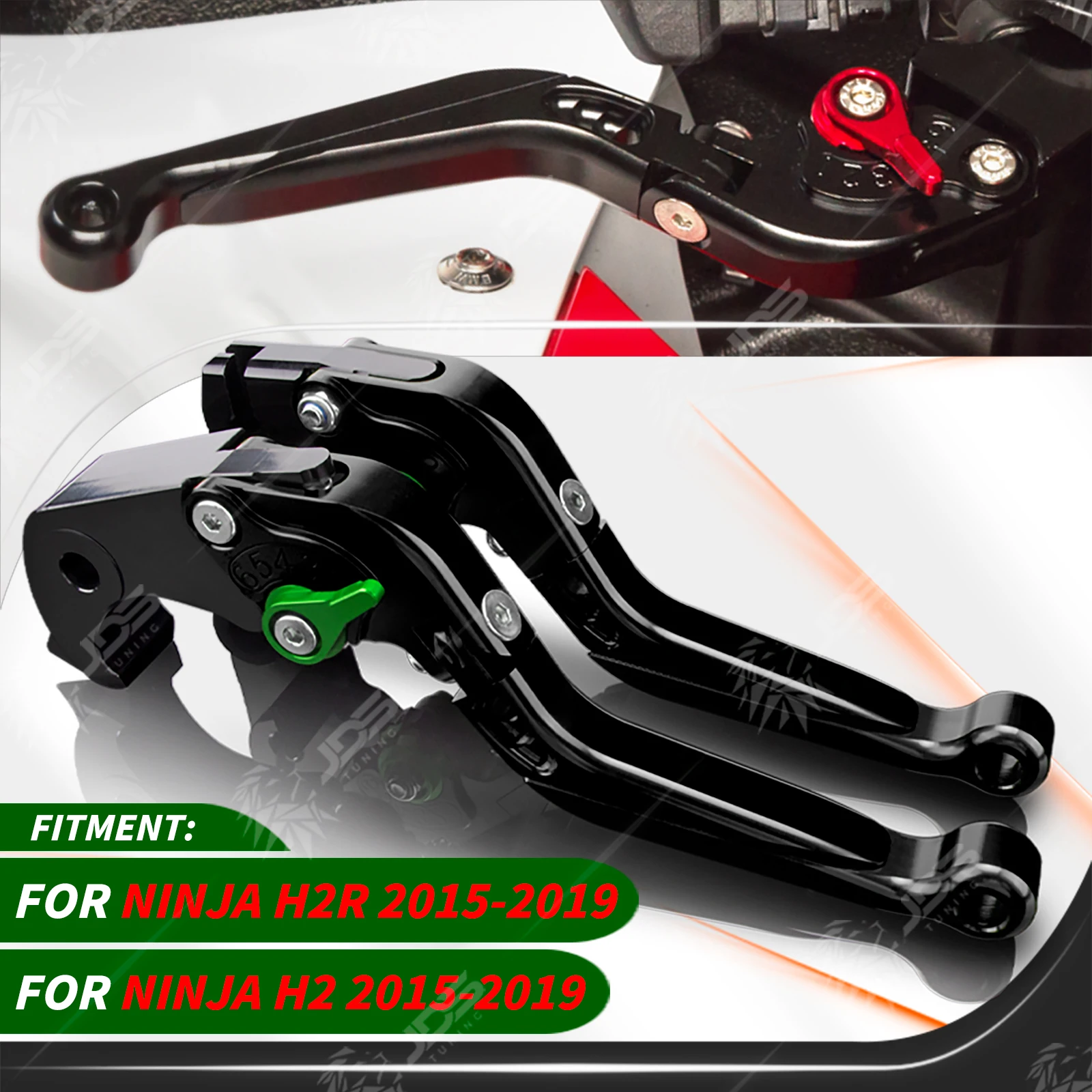 

JDSTUNING For Kawasaki NINJA H2R/NINJA H2 2015-2019 Clutch Lever Brake Lever Set Adjustable Folding Handle Levers Accessories