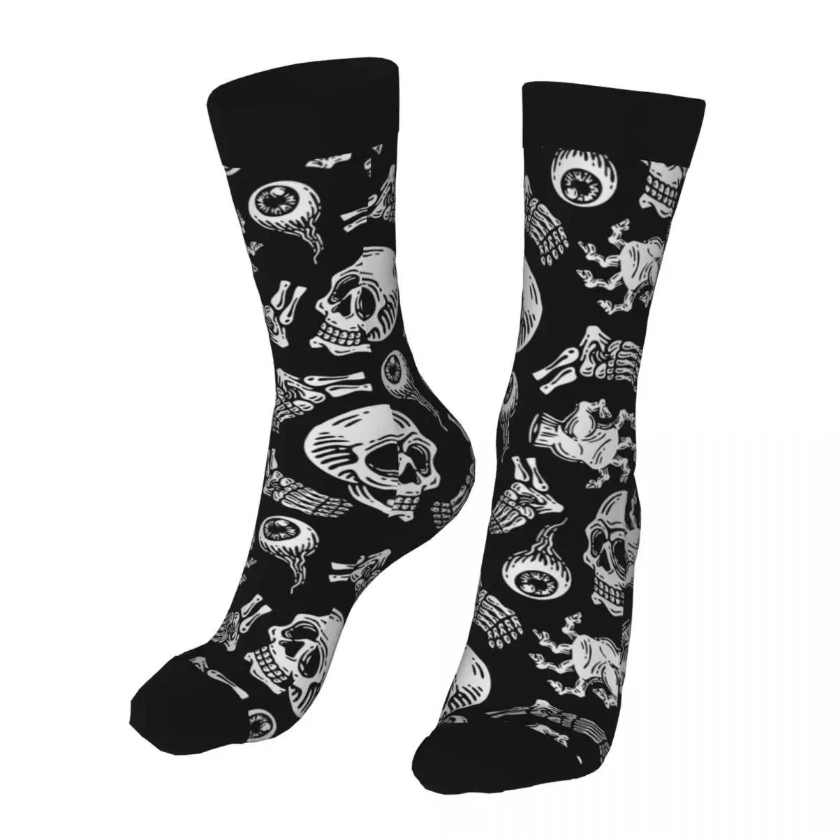 Amusing Pattern of skull and zombie hand in dark background funny gifts Cute Gothic men Winter socks Skateboard Punk Hip Hop