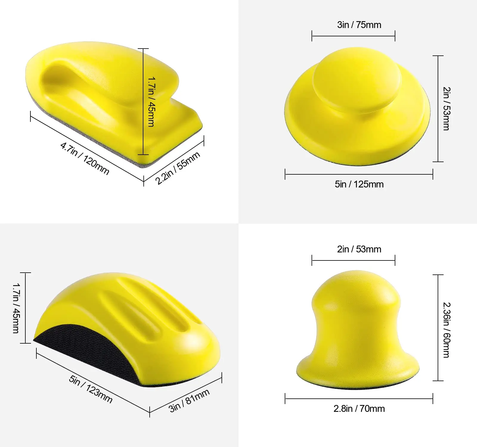 4PCS Hook and Loop Sanding Block Included 1Pcs  5 Inch Round and Mouse Sanding Block Meant for Wood Furniture Arts