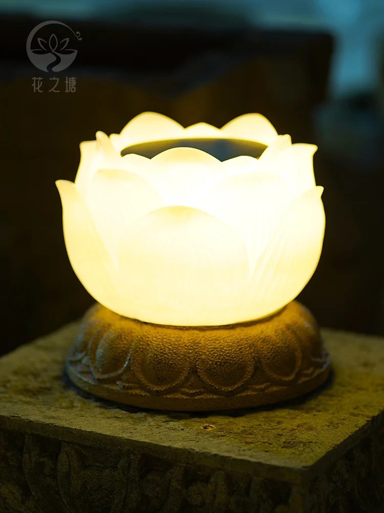 Outdoor Courtyard Solar Energy Lotus Lamp Landscaping Decoration Garden Pillar Lamp New Chinese Landscape Lotus Lamp