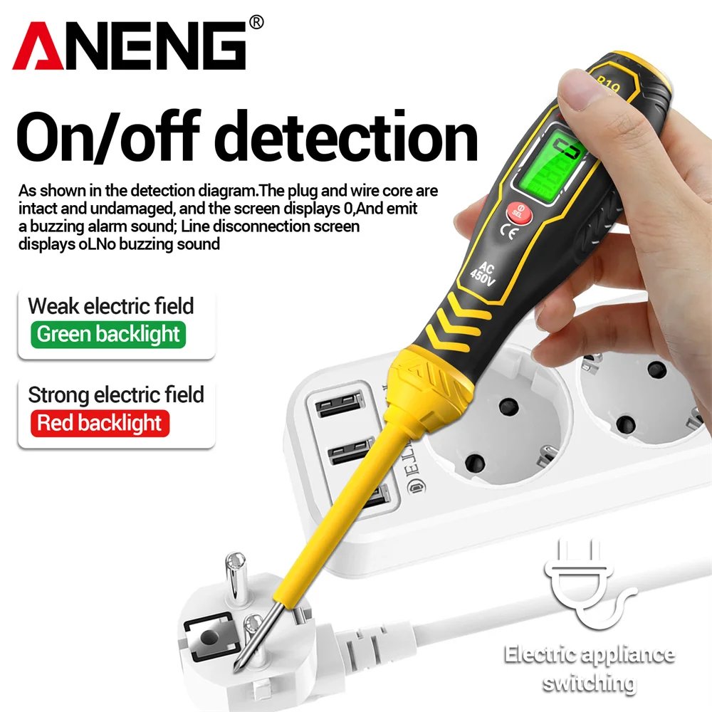ANENG B19 Smart Voltage Tester Pen 30-1000V Non-contact Screwdriver Style Handheld with Buzzer Cross/Flat Breakpoint Finder Tool